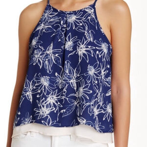 LUSH spaghetti strap blue white cream layered tank top NWT size XL